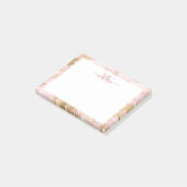 Monogramm Rosa Marmor Golden Foil Post-it Notes Klebezettel (angewinkelt)