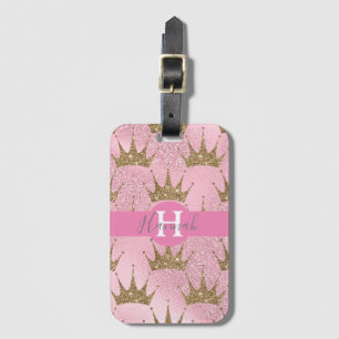 Monogramm/Rosa Mermaid-Glitzer Gepäckanhänger