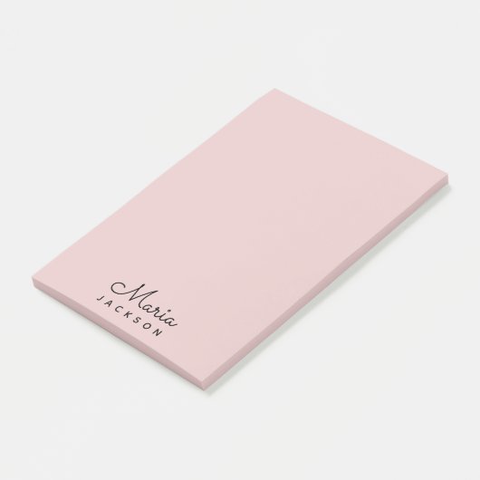 Monogramm Rosa Minimalistische Feminine Post-it Klebezettel (angewinkelt)