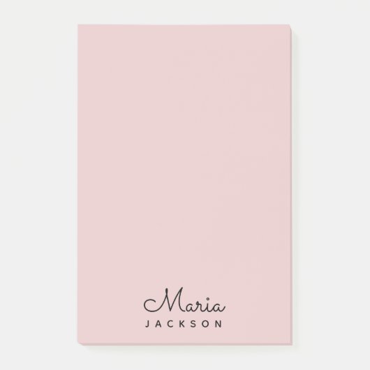 Monogramm Rosa Minimalistische Feminine Post-it Klebezettel (Vorderseite)