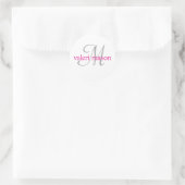 Monogramm: Rosa mit grauem Anfangsbuchstaben (#LAB Runder Aufkleber (Tasche)
