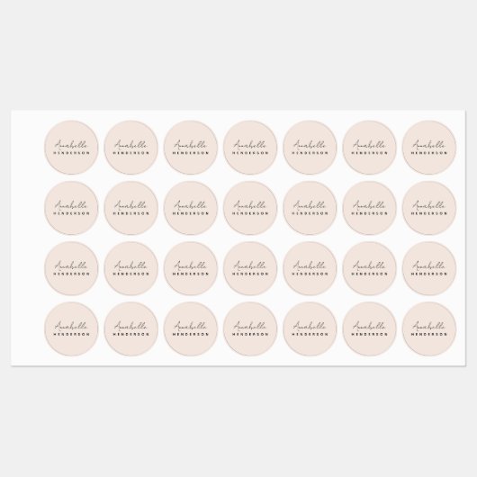 Monogramm Rosa | Moderne Minimalistische Weibchen Etiketten (Blatt)