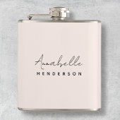 Monogramm Rosa | Moderne Minimalistische Weibchen Flachmann