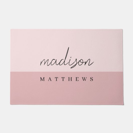 Monogramm Rosa | Moderne Minimalistische Weibchen Fußmatte (Vorderseite)