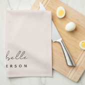 Monogramm Rosa | Moderne Minimalistische Weibchen Geschirrtuch (Viertel Falte)