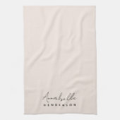 Monogramm Rosa | Moderne Minimalistische Weibchen Geschirrtuch (Vertikal)