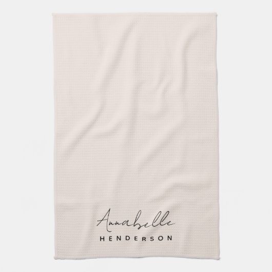 Monogramm Rosa | Moderne Minimalistische Weibchen Geschirrtuch (Vertikal)