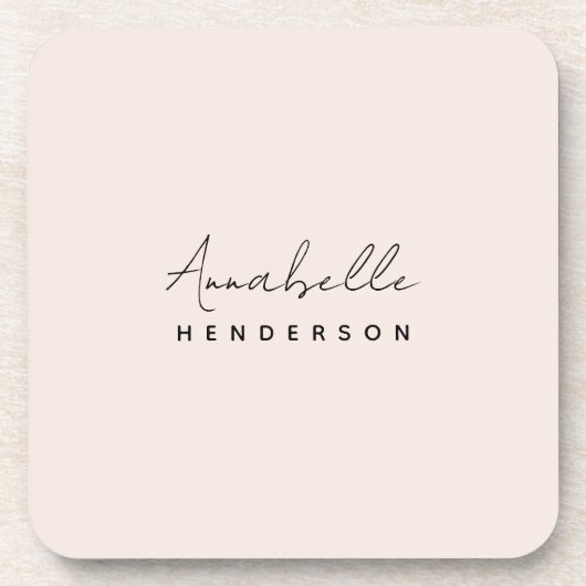 Monogramm Rosa | Moderne Minimalistische Weibchen Getränkeuntersetzer (Vorderseite)