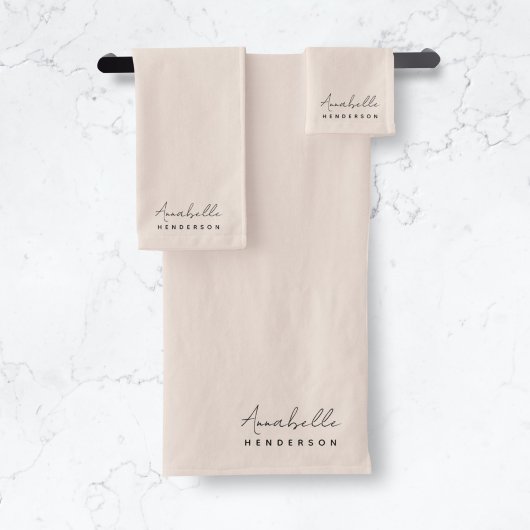 Monogramm Rosa | Moderne Minimalistische Weibchen Handtuch