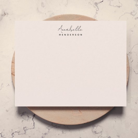 Monogramm Rosa | Moderne Minimalistische Weibchen Mitteilungskarte