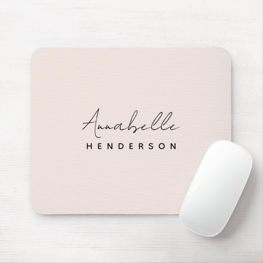 Monogramm Rosa | Moderne Minimalistische Weibchen Mousepad (Mit Mouse)