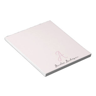 Monogramm Rosa   Moderne Minimalistische Weibchen Notizblock