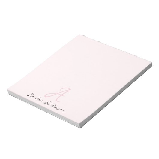 Monogramm Rosa | Moderne Minimalistische Weibchen Notizblock (Rotiert)