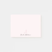Monogramm Rosa | Moderne Minimalistische Weibchen Post-it Klebezettel (Vorderseite)