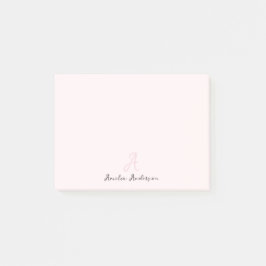 Monogramm Rosa | Moderne Minimalistische Weibchen Post-it Klebezettel