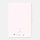 Monogramm Rosa | Moderne Minimalistische Weibchen Post-it Klebezettel (Vorderseite)