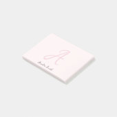 Monogramm Rosa | Moderne Minimalistische Weibchen Post-it Klebezettel (angewinkelt)