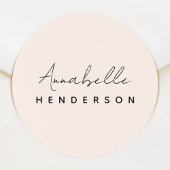 Monogramm Rosa | Moderne Minimalistische Weibchen Runder Aufkleber