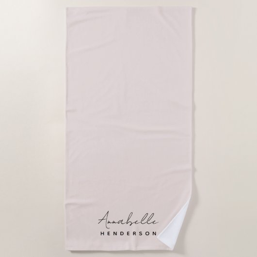 Monogramm Rosa | Moderne Minimalistische Weibchen Strandtuch (Vorderseite)
