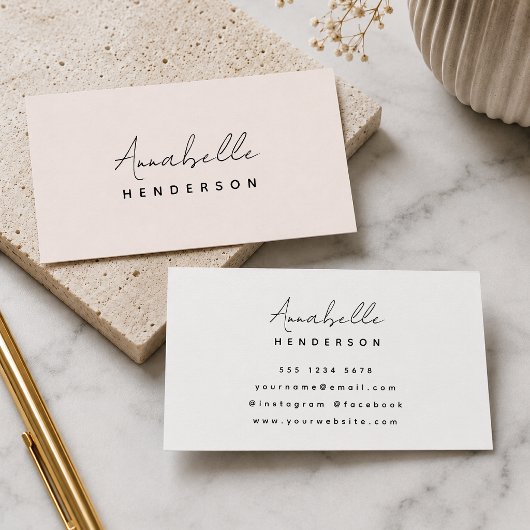Monogramm Rosa | Moderne Minimalistische Weibchen Visitenkarte
