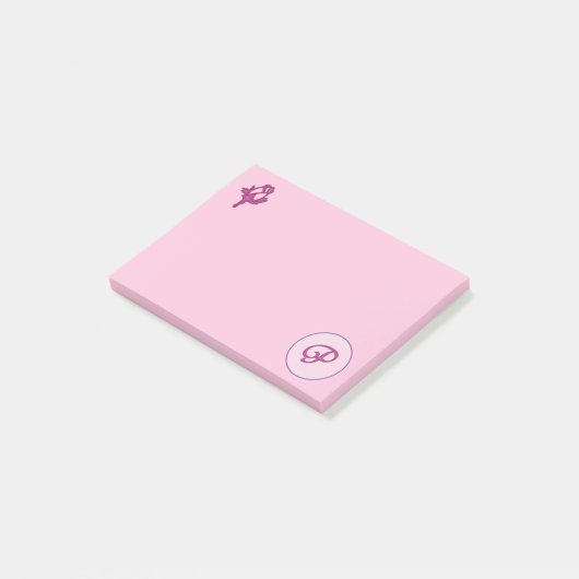 Monogramm Rosa P Post-it Klebezettel (angewinkelt)