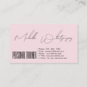 Monogramm rosa PERSONAL TRAINER moderne Schrift Visitenkarte (Rückseite)