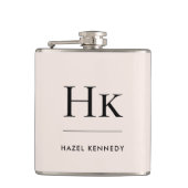 Monogramm Rosa Personalisiert Bachelorette Flachmann (Vorderseite)