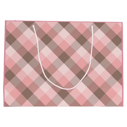 Monogramm. Rosa Plaid Große Geschenktüte (Rückseite)