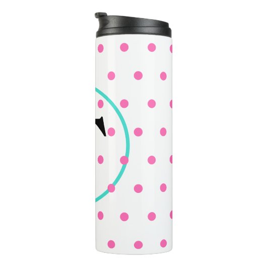 Monogramm rosa Punkte Thermosbecher (Nach rechts gedreht)
