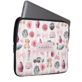 Monogramm Rosa Retro Disco Ball Coquette Laptopschutzhülle (Vorne Rechts)