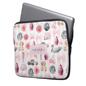 Monogramm Rosa Retro Disco Ball Coquette Laptopschutzhülle (Vorderseite Links)