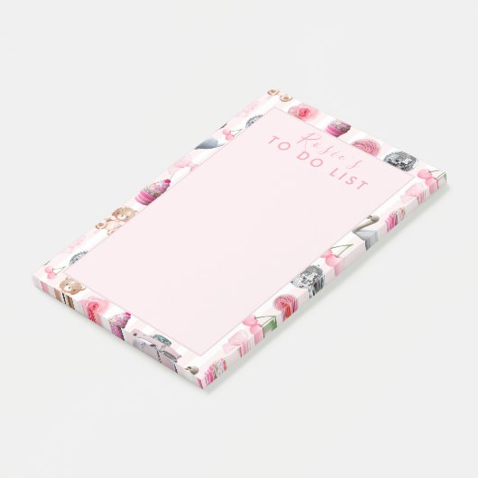 Monogramm Rosa Retro Disco Ball Coquette Post-it Klebezettel (angewinkelt)