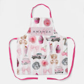 Monogramm Rosa Retro Disco Ball Coquette Schürze (Vorderseite)