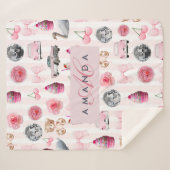 Monogramm Rosa Retro Disco Ball Coquette Sherpadecke (Vorderseite (Horizontal))