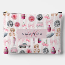 Monogramm Rosa Retro Disco Ball Coquette