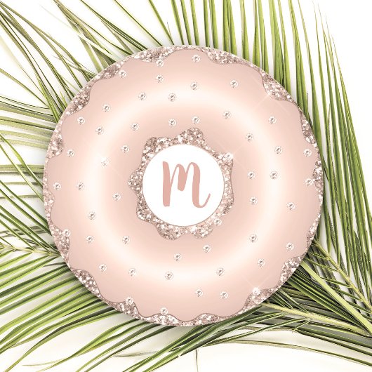 Monogramm Rosa Rosa-Glitzer Runder Pappuntersetzer