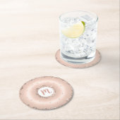 Monogramm Rosa Rosa-Glitzer Runder Pappuntersetzer (Vor Ort)