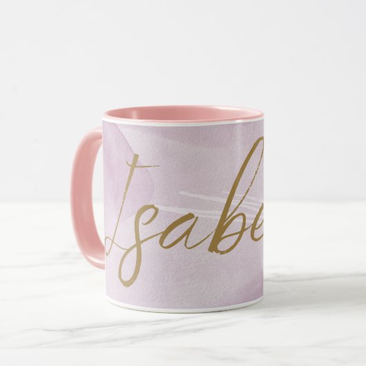 Monogramm Rosa | Rosa Gold Minimalistisch Tasse (Vorderseite Links)