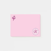 Monogramm Rosa Rosa K Post-it Klebezettel (Vorderseite)