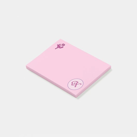 Monogramm Rosa Rosa X Post-it Klebezettel (angewinkelt)