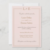 Monogramm Rosa Rose Grau Moderne Hochzeit Einladung (Vorderseite)