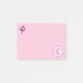 Monogramm Rosa Rose L Post-it Klebezettel (Vorderseite)