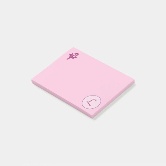 Monogramm Rosa Rose L Post-it Klebezettel (angewinkelt)