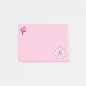 Monogramm Rosa Rose S Post-it Klebezettel (Vorderseite)