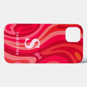 Monogramm rosa rotes Muster Case-Mate iPhone Hülle (Rückseite (Horizontal))