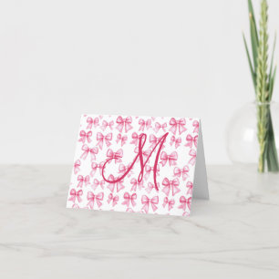 Monogramm Rosa Schleife Coquette Ästhetik Preppy  Dankeskarte