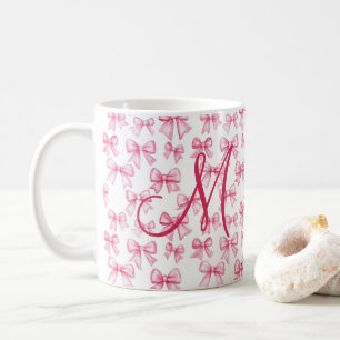 Monogramm Rosa Schleife Coquette Ästhetik Vornehm Kaffeetasse