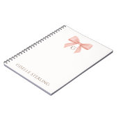 Monogramm Rosa Schleifen Wasserfarbe Notizblock (Linke Seite)