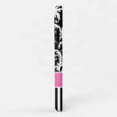 Monogramm, rosa, schwarz, weiß gestreifte Damaskof Case-Mate iPhone Hülle (Hinten/Rechts)