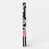 Monogramm, rosa, schwarz, weiß gestreifte Damaskof Case-Mate iPhone Hülle (Hinten/Links)